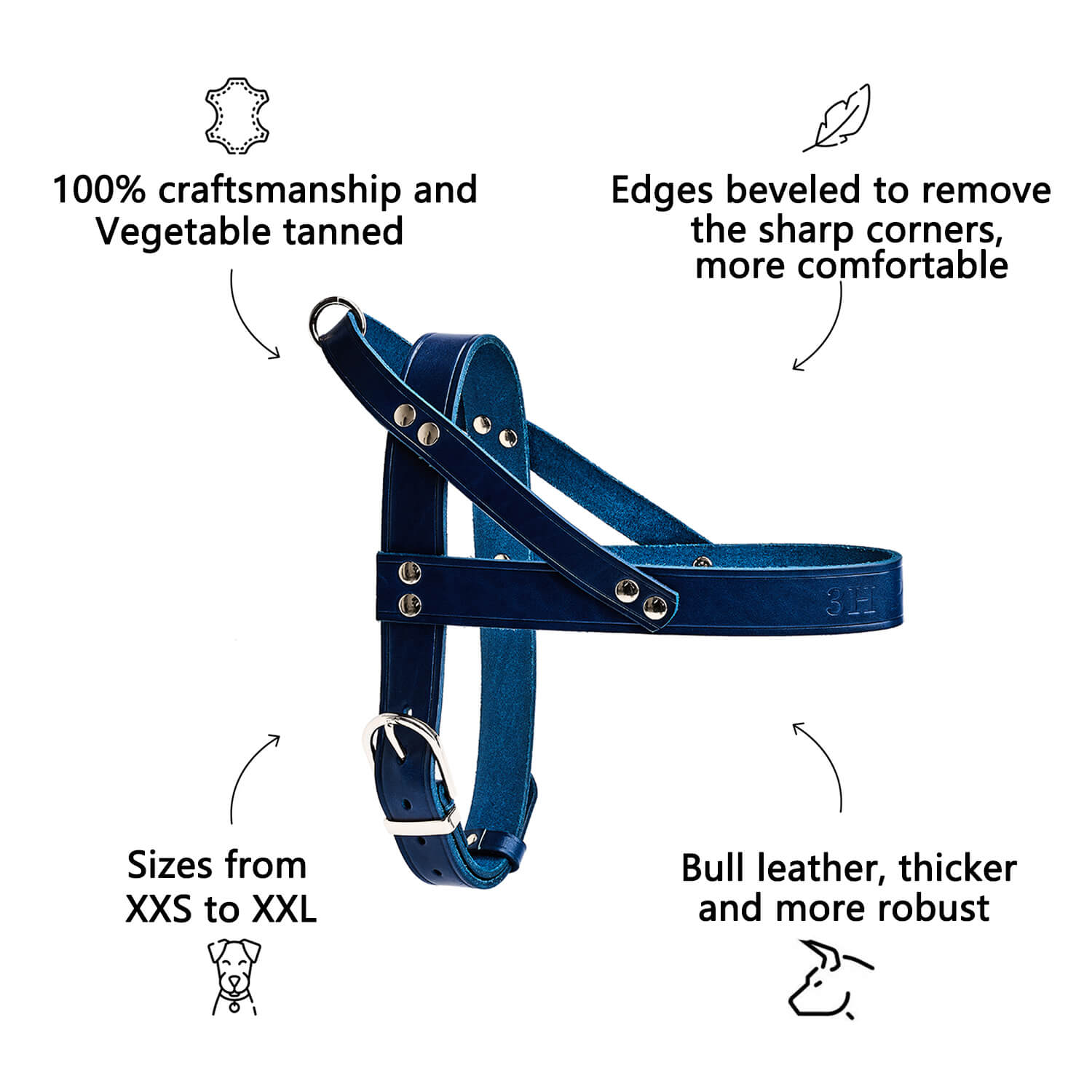 Leather No-Pull Dog Harness | Blue