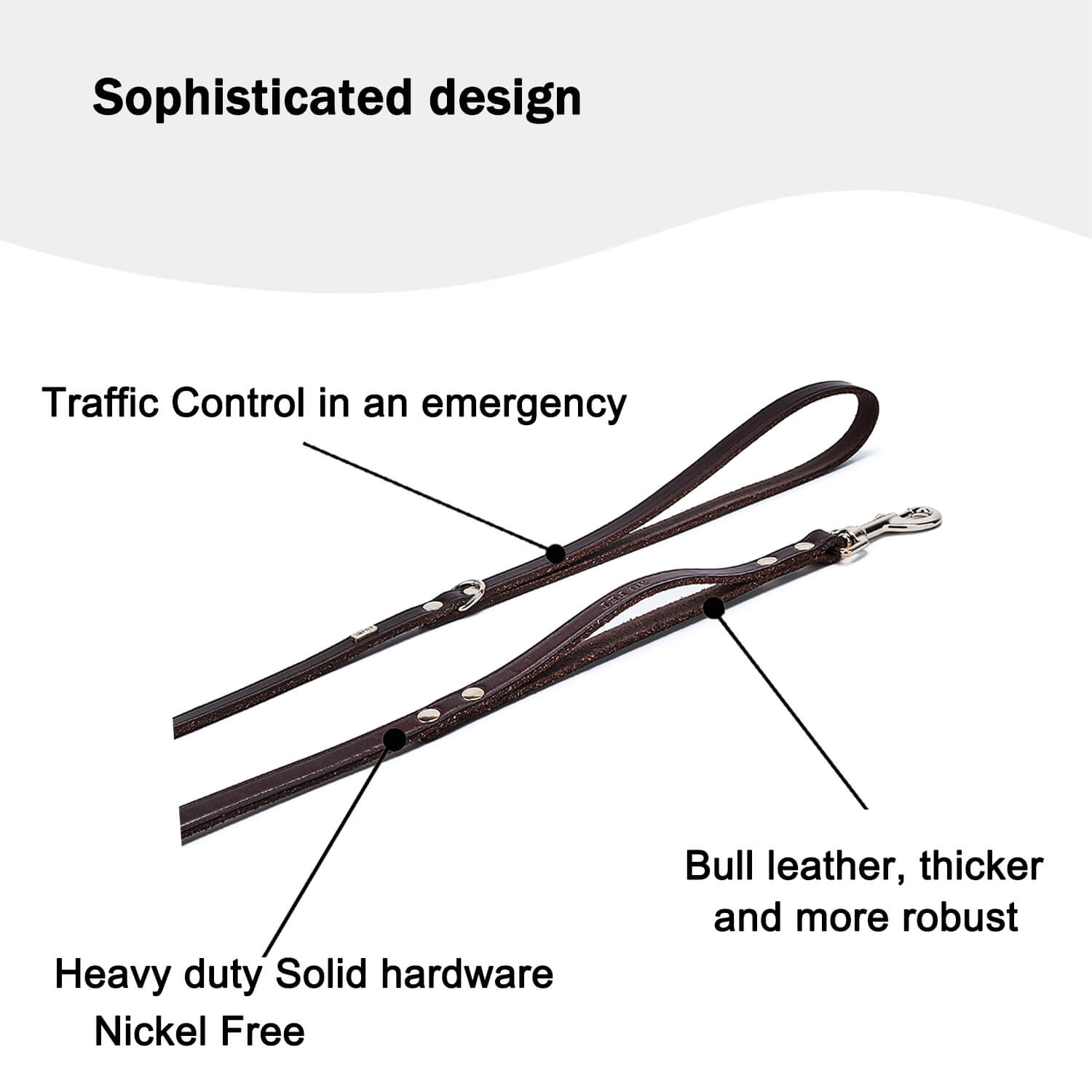 Double Handle Dog Leash|Brown