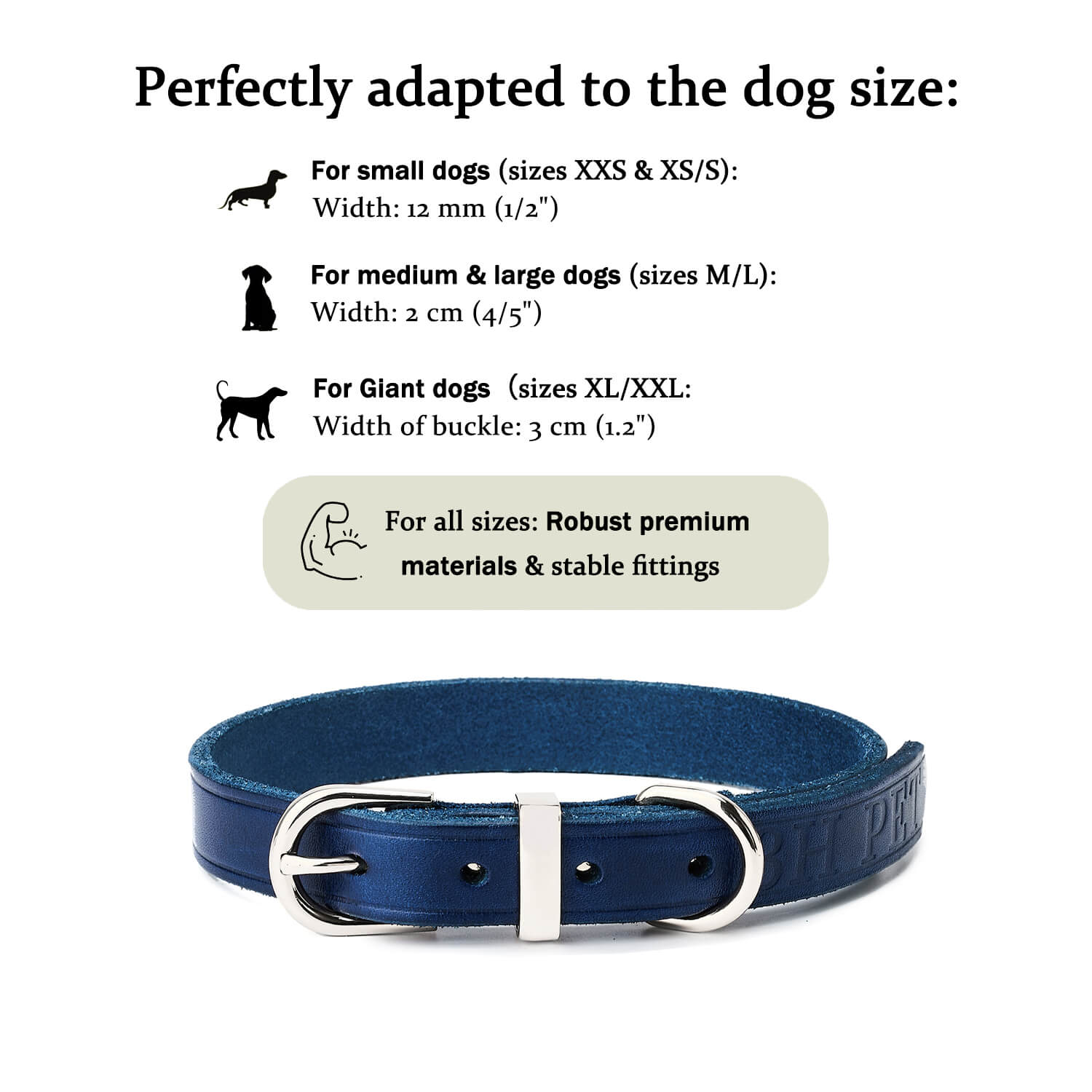 Classic Leather Collar Blue