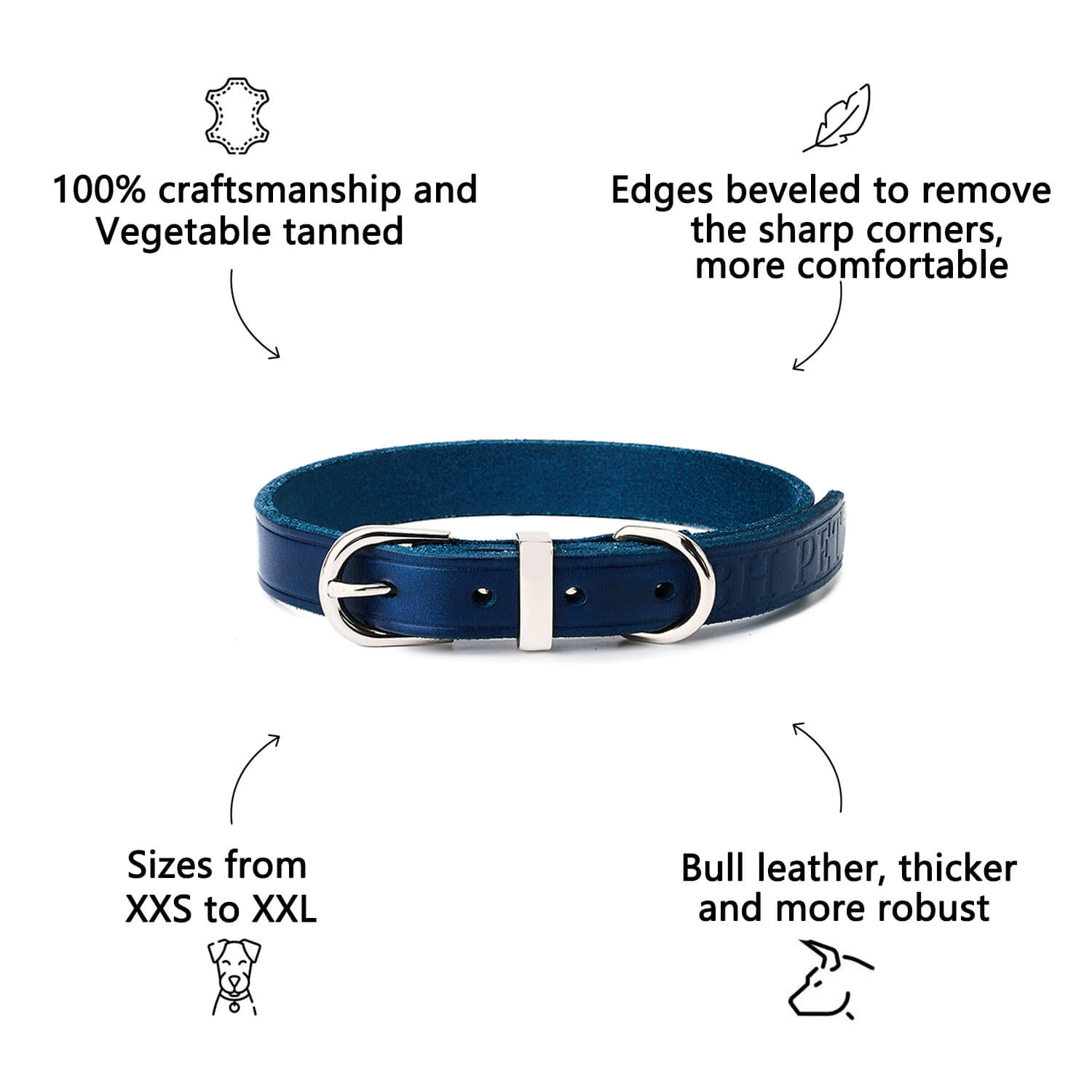 Classic Leather Collar Blue