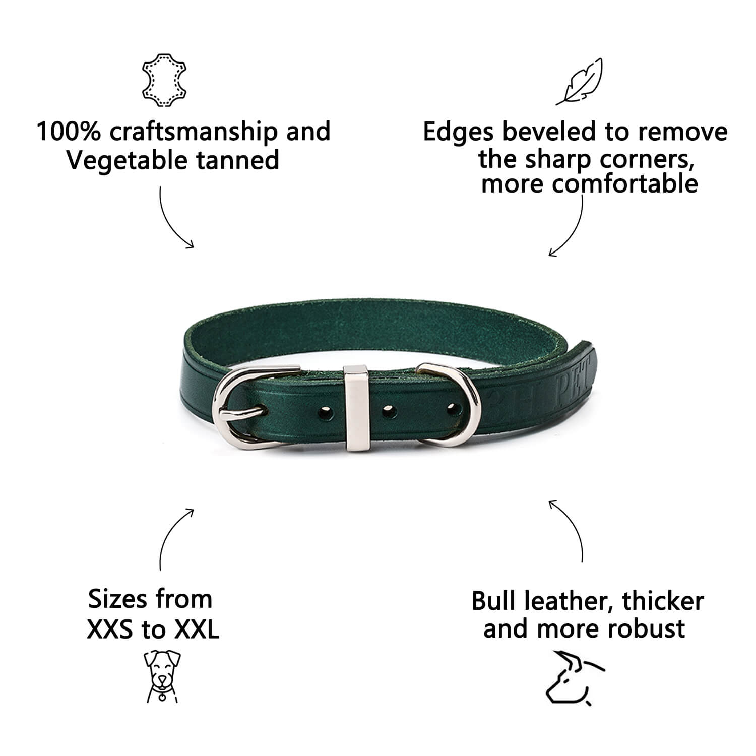 Classic Leather Collar Green