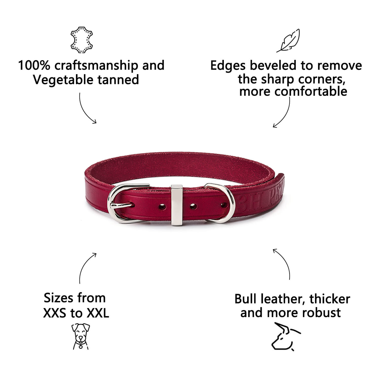 Classic Leather Collar Red